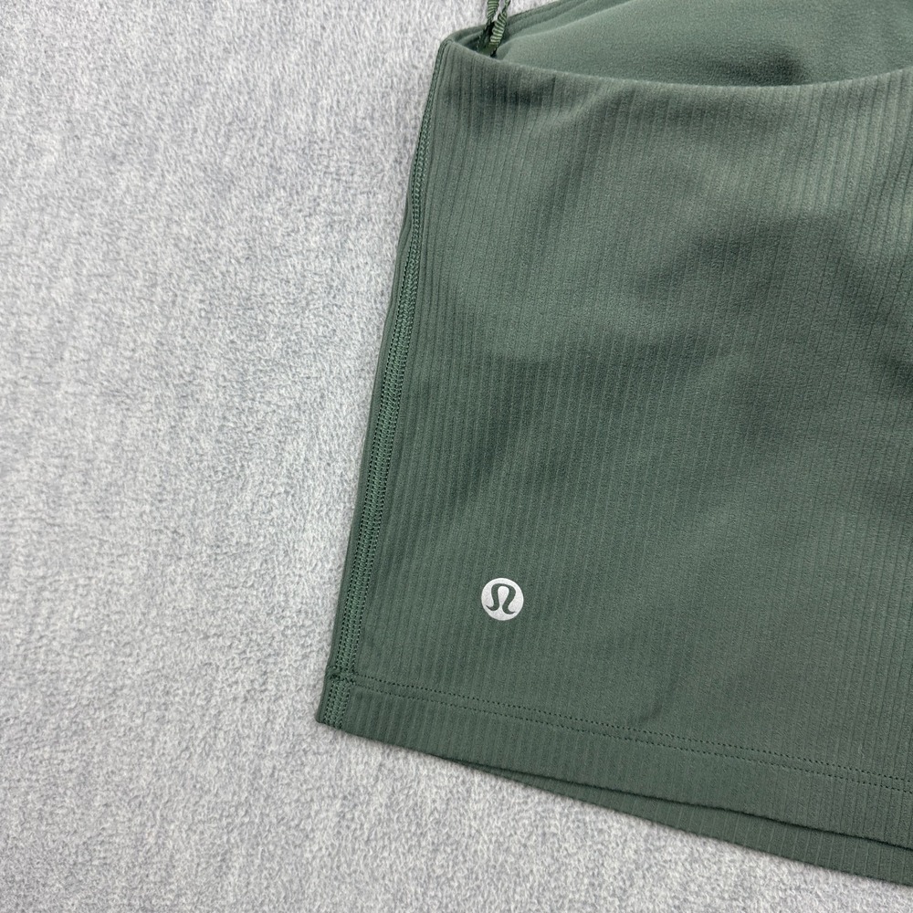 Lululemon Tank Top Womens 2 Green Ribbed Nulu Asymmetrical Yoga Workout W1ERPS - Picture 8 of 10